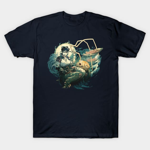 Ningyo and Kappa (Japanese Folklore) Ramen T-Shirt by HideTheInsanity